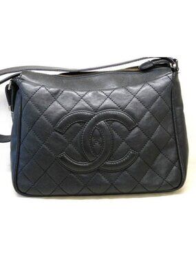 Chanel Bag Shoulder Black Leather 10 Wild Stitch Quilted